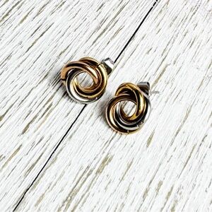 Elegant Gold and Silver Knot Stainless Steal Earrings
